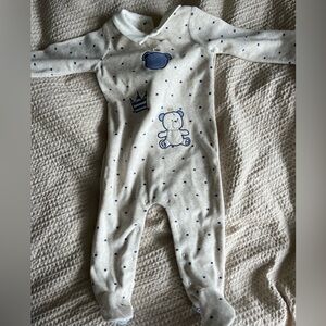 Mayoral Cream Velvet Footie Playsuit Pajamas